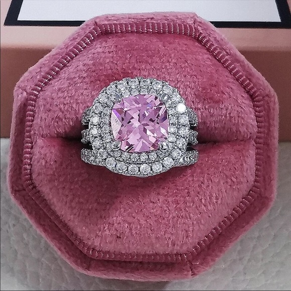 New Women’s Luxury 925 Silver Pink Sapphire Ring - Picture 2 of 4